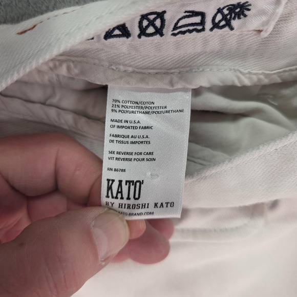 Kato The Axe Slim Pants Mens 34 Light Grey Chino Stretch Casual Made USA - Picture 6 of 13